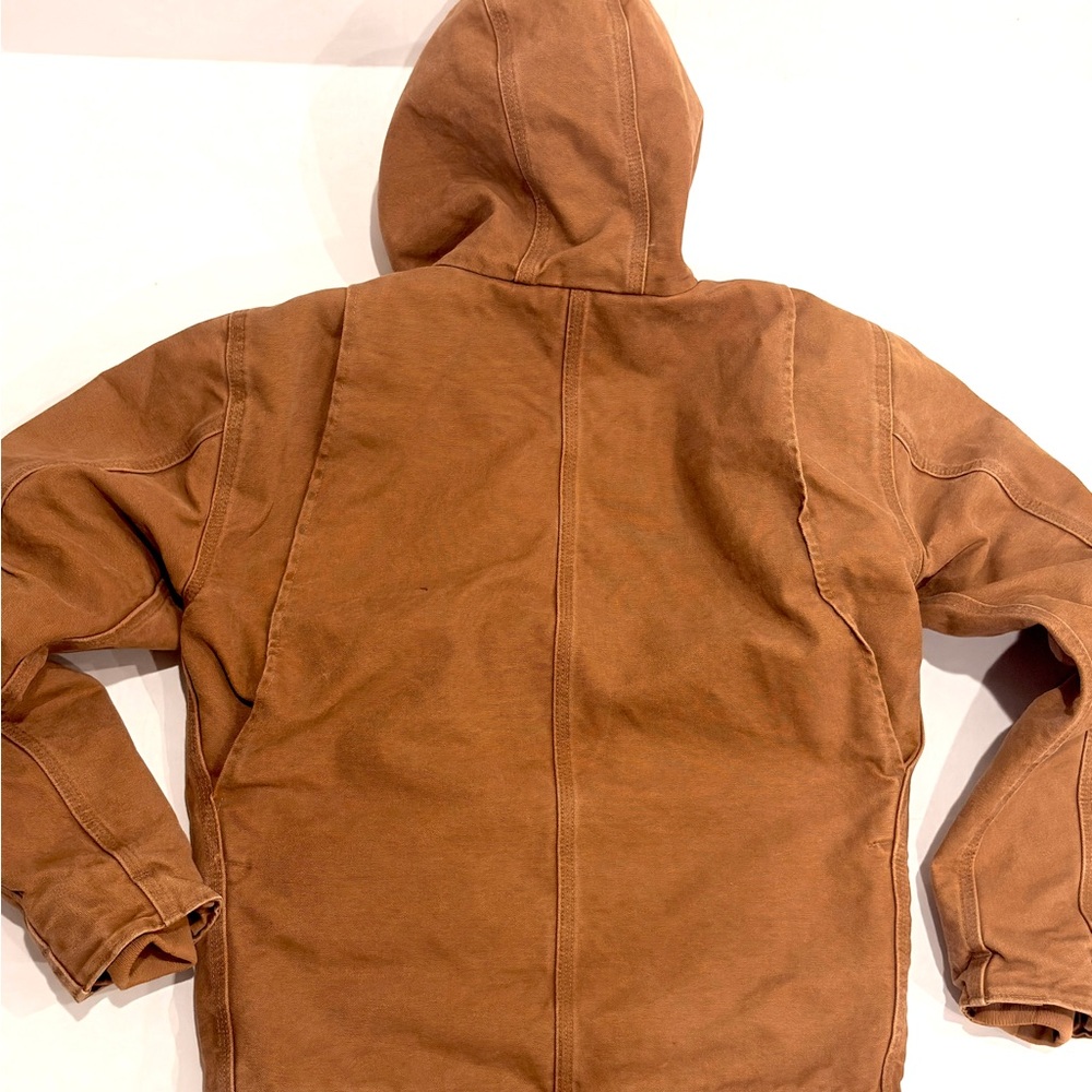 Carhartt Men's Brown Waxed Hooded Bomber Jacket Warm S Small - Picture 7 of 12